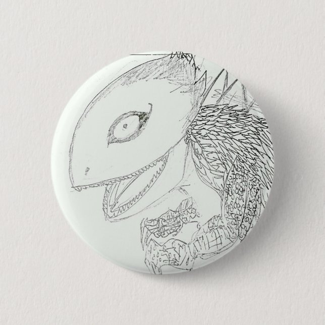 Bóton Redondo 5.08cm desenho de lagarto monstro (Frente)