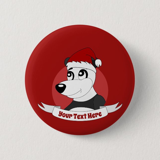 Bóton Redondo 5.08cm Desenho de Natal com botão de urso panda fofo (Frente)