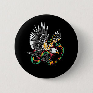 Bóton Redondo 5.08cm Desenho de Tatuagem Águia vs Cobra