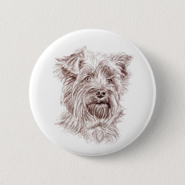 Bóton Redondo 5.08cm Desenho de Yorkshire Terrier (Frente)