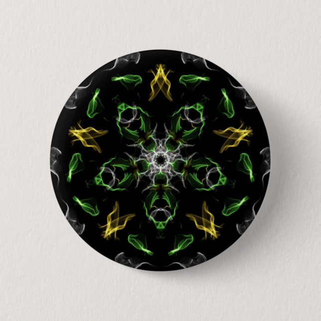 Bóton Redondo 5.08cm Desenho Digital de Mandala Verde Suave (Frente)
