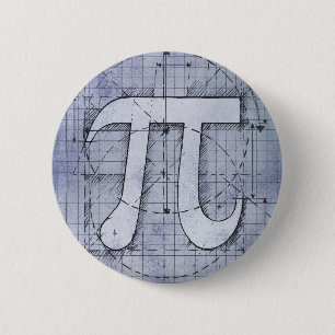 Bóton Redondo 5.08cm Desenho do número do Pi