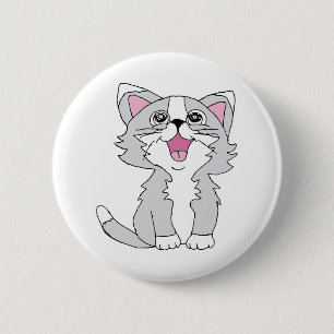 Bóton Redondo 5.08cm Desenho Feliz de Gato Feliz, Aestésico, De Gato