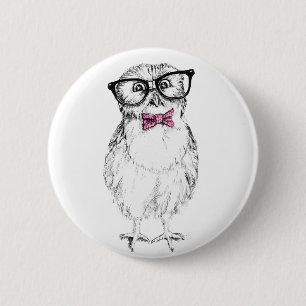 Bóton Redondo 5.08cm Desenho pequeno e esperto do Owlet Nerdy da
