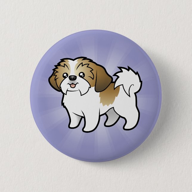 Bóton Redondo 5.08cm Desenhos animados Shih Tzu (filhote de cachorro (Frente)