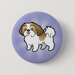 Bóton Redondo 5.08cm Desenhos animados Shih Tzu (filhote de cachorro