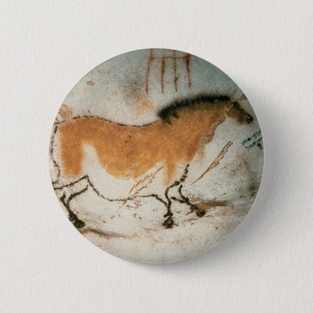 Bóton Redondo 5.08cm Desenhos das cavernas Lascaux Desenhos pré-históri (Frente)