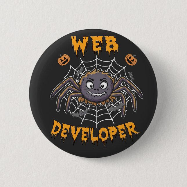 Bóton Redondo 5.08cm Desenvolvedor da Web Engraçado Aranha de Halloween (Frente)