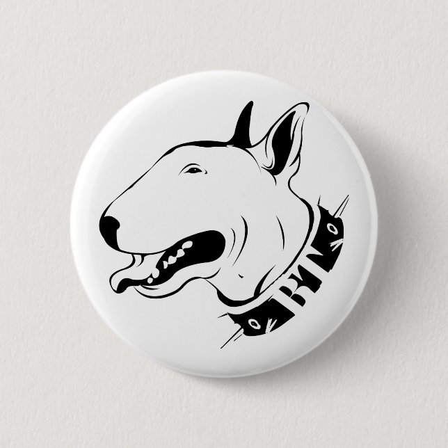 Bóton Redondo 5.08cm Design artístico da raça do cão de bull terrier (Frente)