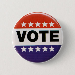 Bóton Redondo 5.08cm Design branco & azul vermelho do voto