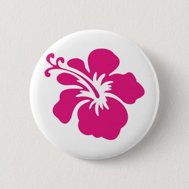 Bóton Redondo 5.08cm Design cor-de-rosa do hibiscus (Frente)