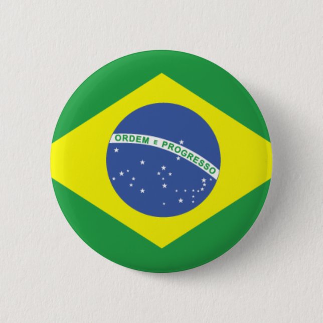 Bóton Redondo 5.08cm Design da bandeira de Brasil (Frente)