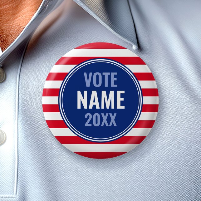 Bóton Redondo 5.08cm Design da Campanha Moderna - Preppy Stripes Red (Campaign Button)