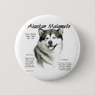 Bóton Redondo 5.08cm Design da história do Malamute do Alasca