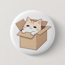 Design de Adesivo Kawaii de Gato Fofo em uma Caixa