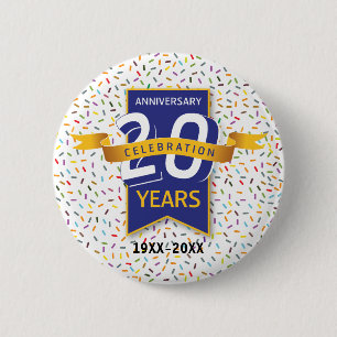 Bóton Redondo 5.08cm Design de ANIVERSÁRIO de 20 anos