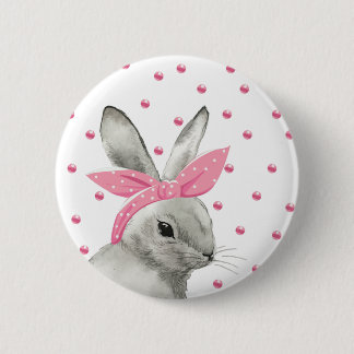 Bóton Redondo 5.08cm Design de Arco rosa fino