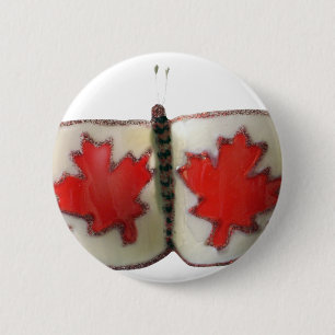 Bóton Redondo 5.08cm Design de Borboleta de Bandeira Canadiana