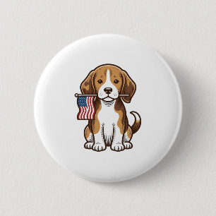 Bóton Redondo 5.08cm Design de Camisa da Bandeira Americana do Cachorri