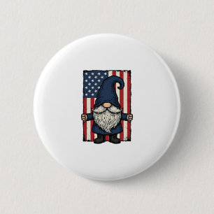 Bóton Redondo 5.08cm Design de Camisa de Bandeira Vintage Gnome Patriot