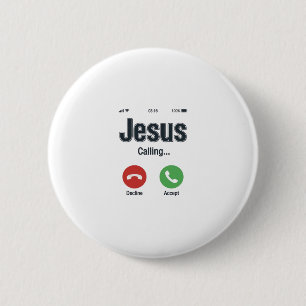Bóton Redondo 5.08cm Design de Camiseta Cristã Jesus Chamando Tela de T