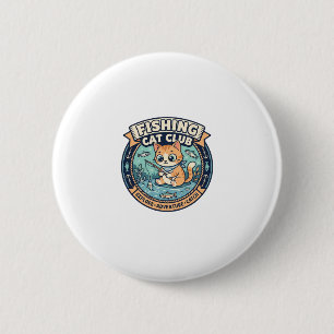 Bóton Redondo 5.08cm Design de camiseta de gato pescador fofo - Gato Pe