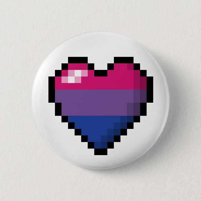 Bóton Redondo 5.08cm Design de Coração de Pixel Grande na Bandeira do O (Frente)