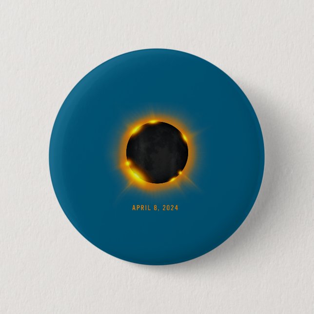 Bóton Redondo 5.08cm Design de Eclipse Solar (Frente)
