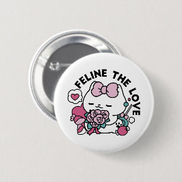 Bóton Redondo 5.08cm Design de Gato Dia de os namorados Bonito - Feline