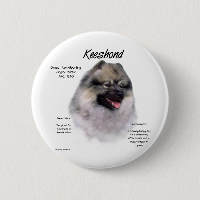 Bóton Redondo 5.08cm Design de Histórico de Keeshond (Frente)