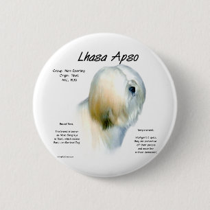 Bóton Redondo 5.08cm Design de Histórico do Apso da Lhasa