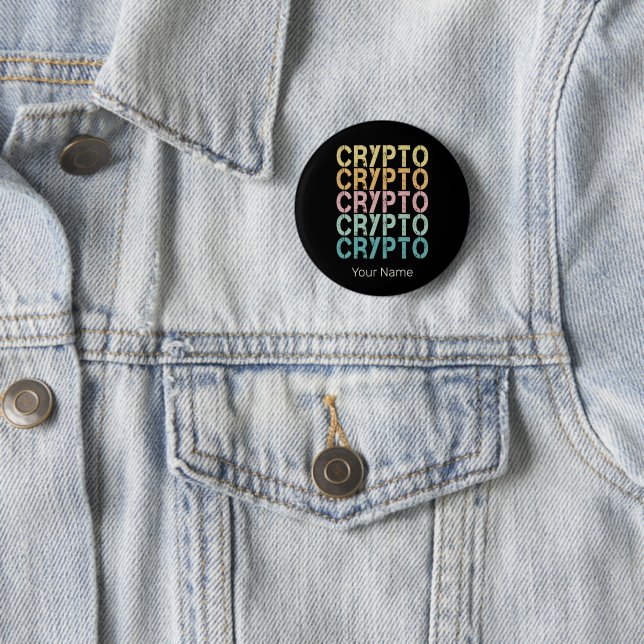 Bóton Redondo 5.08cm Design De Letra Retro De Criptomoeda (In Situ)