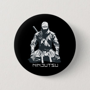 Bóton Redondo 5.08cm Design de Ninja Japonês Assassino Ninjutsu