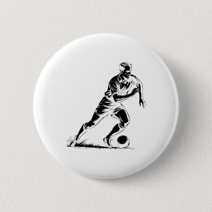 Bóton Redondo 5.08cm Design de Pixel Art de Bola de Futebol em Moviment
