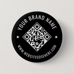 Bóton Redondo 5.08cm Design de QR Code Empresarial Preto Personalizado
