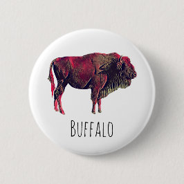 Bóton Redondo 5.08cm Design de Retrato de Buffalo para Bison ou Animal 
