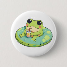 Design de Sapo Chibi Fofo Dia de Piscina de Verão