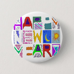 Bóton Redondo 5.08cm Design de texto o "feliz ano novo "