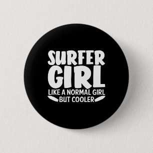 Bóton Redondo 5.08cm Design Divertido de Garota Surfista para Mulheres