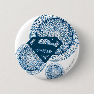 Bóton Redondo 5.08cm Design do Círculo Azul da Supergirl