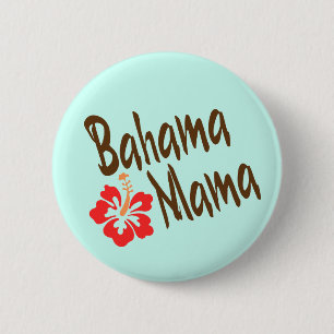 Bóton Redondo 5.08cm Design do Mama de Bahama com flor de Hibisucus
