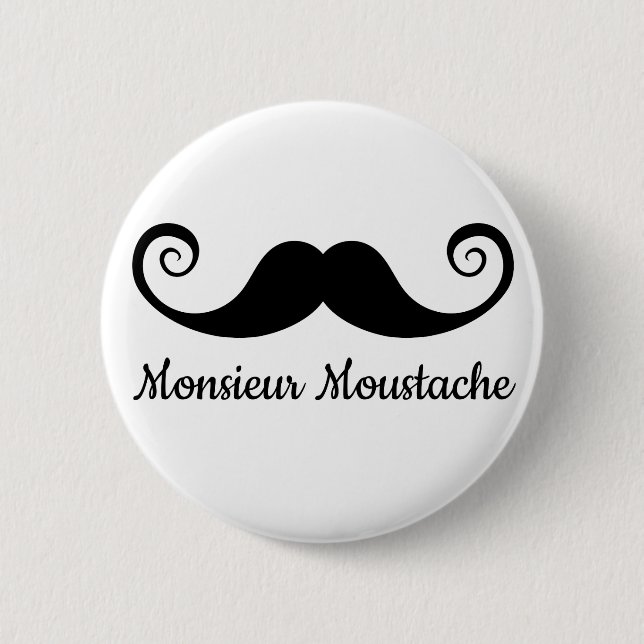 Bóton Redondo 5.08cm Design do Monsieur Bigode com moustache (Frente)