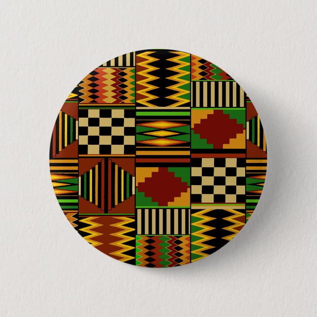 Bóton Redondo 5.08cm Design do Royal Kente Cloth Africano (Frente)