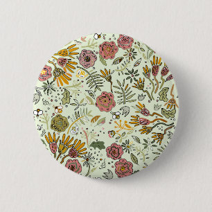 Bóton Redondo 5.08cm design floral da flor do teste padrão da abelha d