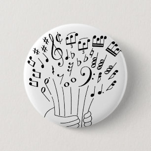 Bóton Redondo 5.08cm Design gráfico: flores de notas musicais -