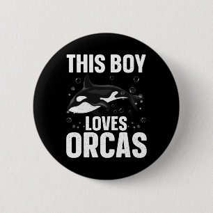 Bóton Redondo 5.08cm Design Orca legal Para Rapazes Miúdos Baleia Orca