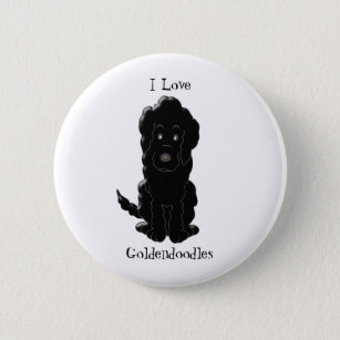 Bóton Redondo 5.08cm Design preto personalizado do cão de Goldendoodle