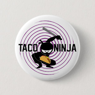 Bóton Redondo 5.08cm Design Taco Ninja - Botão redondo
