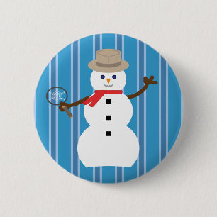 Bóton Redondo 5.08cm Detetive Blue Snowman, divertido e Rico