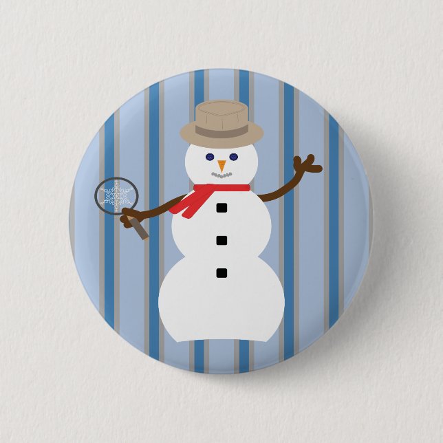 Bóton Redondo 5.08cm Detetive Snowman, divertido e Rico (Frente)